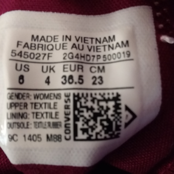 Converse Chuck Taylor All Star Shoes Ox Low Top Maroon Silver Women's Size 6 EUC - Picture 12 of 13